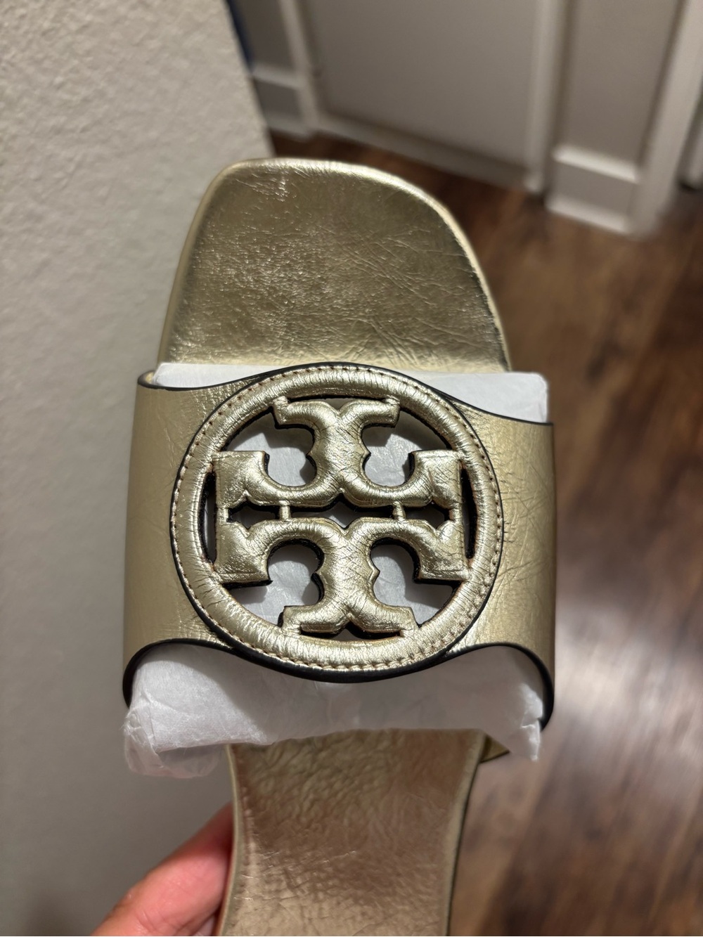 Tory Burch Gold Miller Logo Slide Sandals - Picture 10 of 10